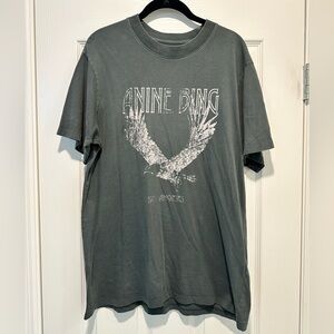 Anine Bing Women’s Washed Charcoal Graphic Tee with White Eagle
